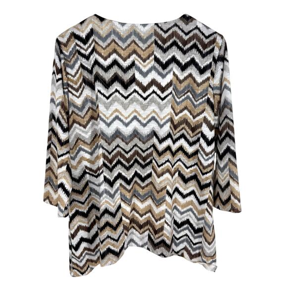 Alfred Dunner Sz Medium Black Beige White Formal Artsy Blouse Shirt Top Formal - Picture 8 of 8